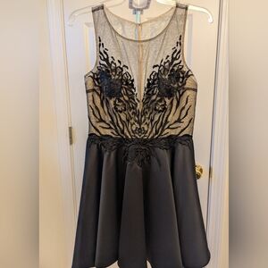 Black Label Cream and Black Prom Dress